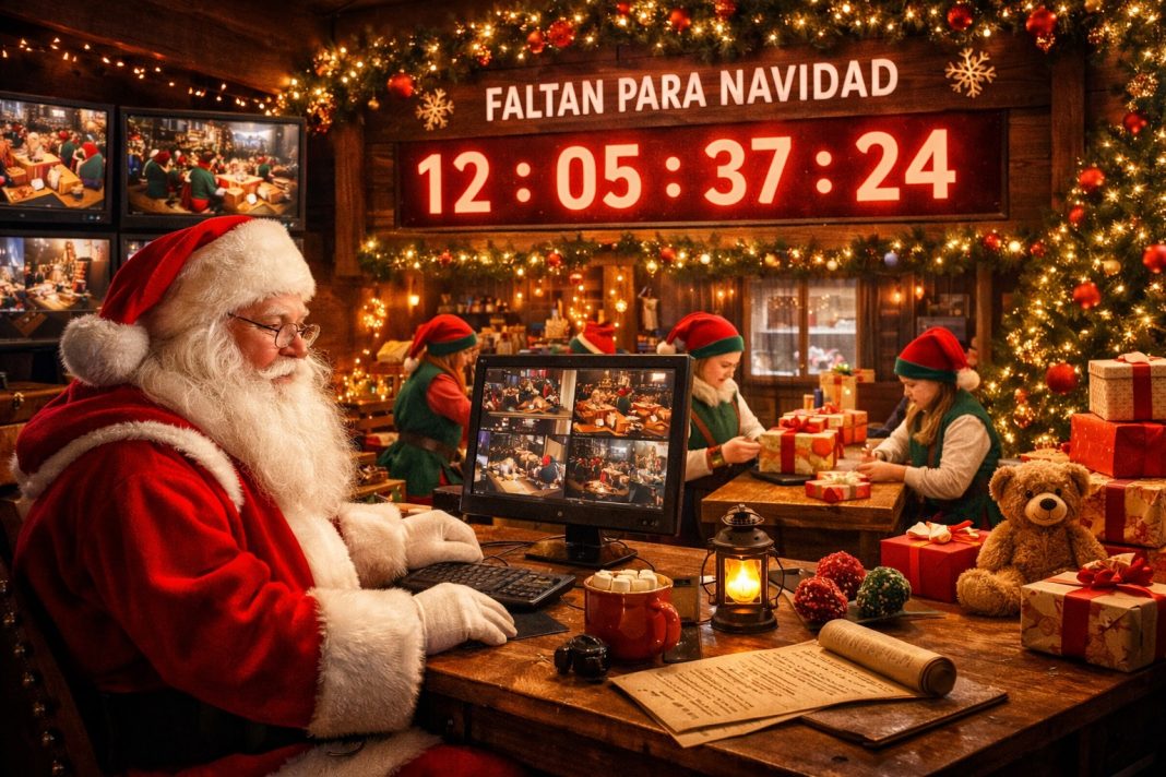 Papa Noel en cuenta regresiva de la navidad 2025